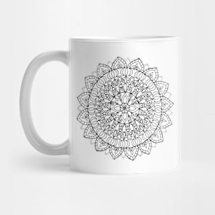 Flower Mandala - black and white Mug